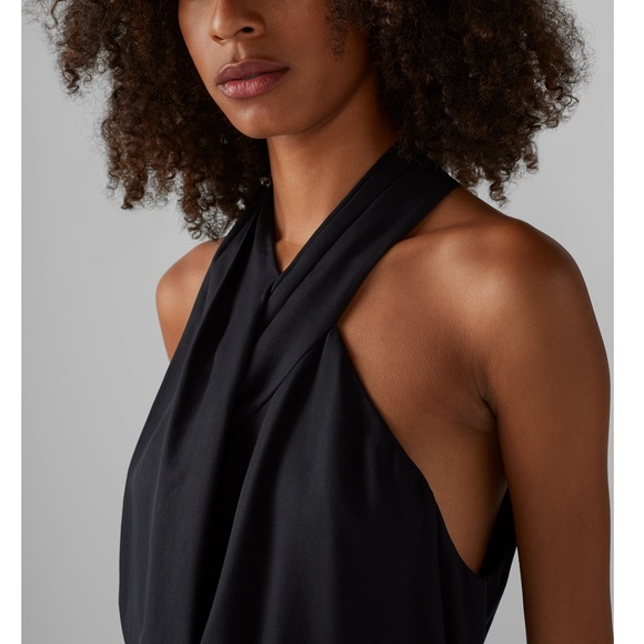 Club Monaco Black Cross Over Halter Sleeveless Blouse - Picture 2 of 9